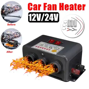 

800W 12V/24V Car Truck Heating Fans Dual Control 3 Hole Winter Auto Heaters Warm Dryer Window Glass Defroster Interior