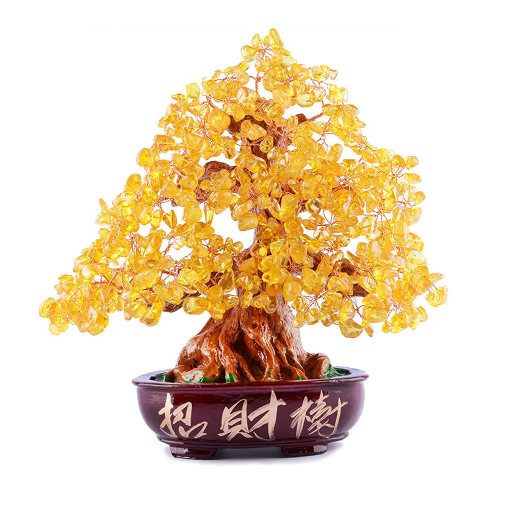 

Home Decoration Resin Crystal DIY Money Tree Ornament Store Office Livingroom Furnishing Lucky Figurines Crafts Art Wedding Gift