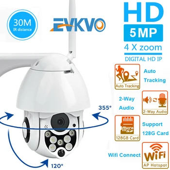 

EVKVO 5MP PTZ IP Camera Outdoor Speed Dome Wireless Wifi Security Camera Pan Tilt 4X Zoom IR Network CCTV Surveillance Camera
