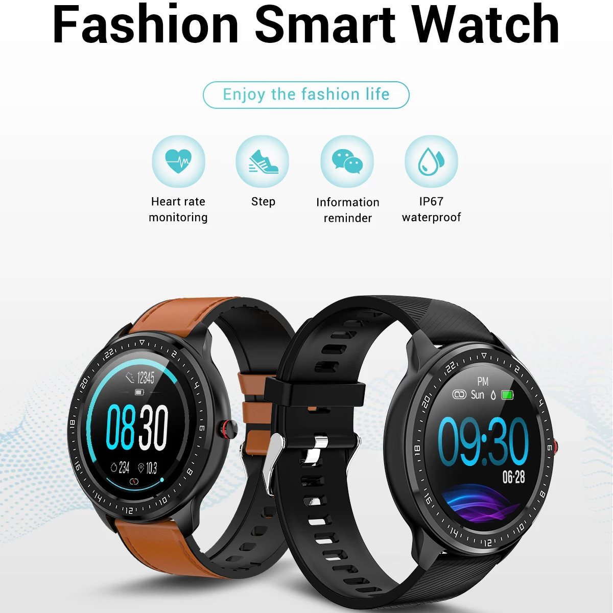 Torntisc Sport Smart Watch Men Full Round Full touch Dynamic Heart Rate Sleep Monitoring Smart Bracelet Waterproof IP68 VS L8 L5