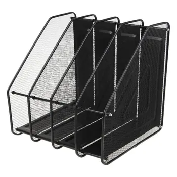 

4 Column Metal Mesh File Holder Document Rack Letter Magazine Tray Newspaper For Home Desk Organizer Office Supplies