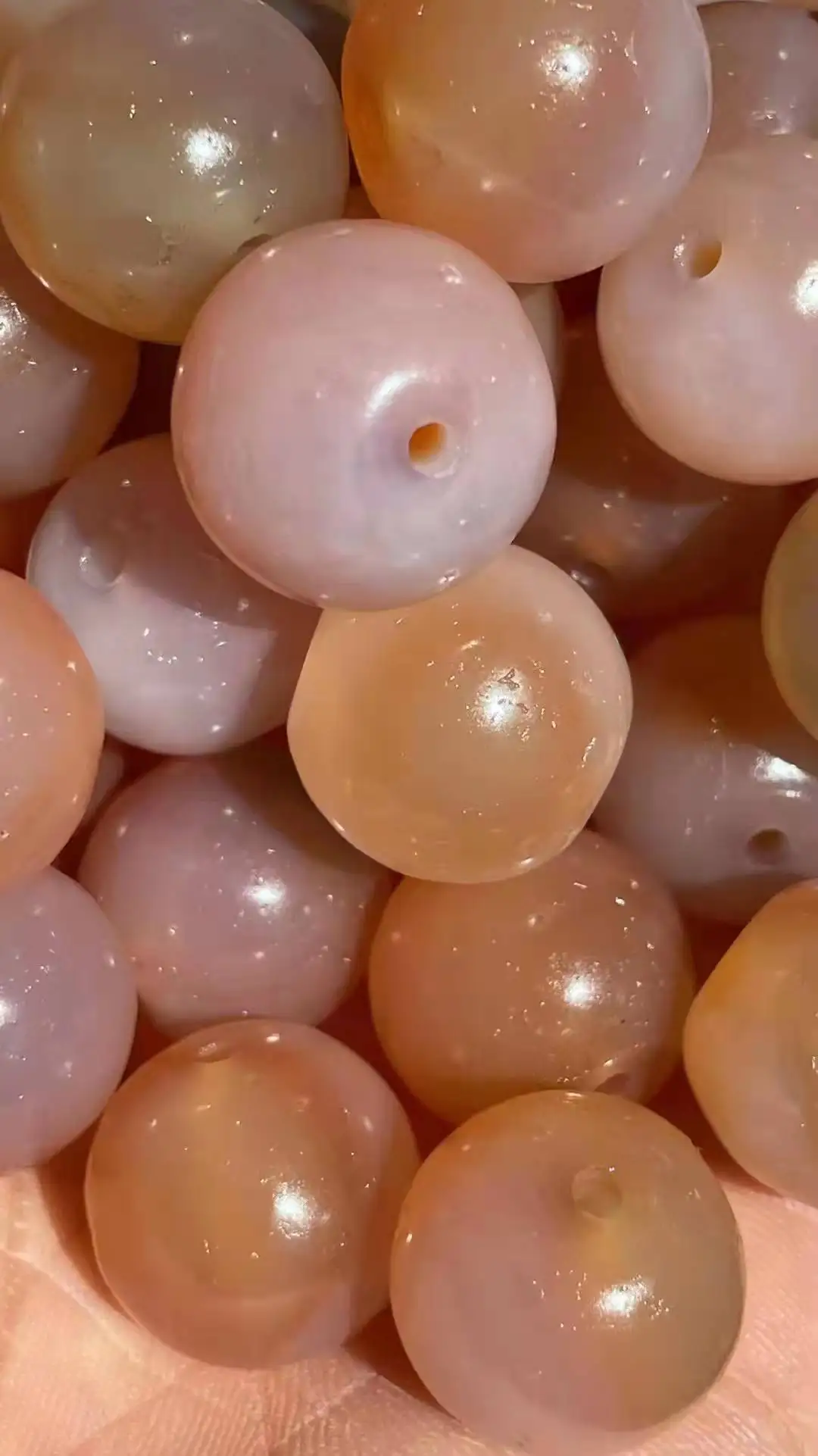 

100Pcs/Lot Natural Agate Large Bead Folk Collection Weathered Patina Old Object Horseshoe Pattern Pink Honey Color Transparent