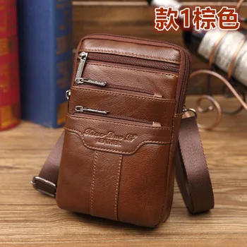 

Men's shoulder bag leather waist bag messenger bag shoulder bag cowhide cell phone waist bag
