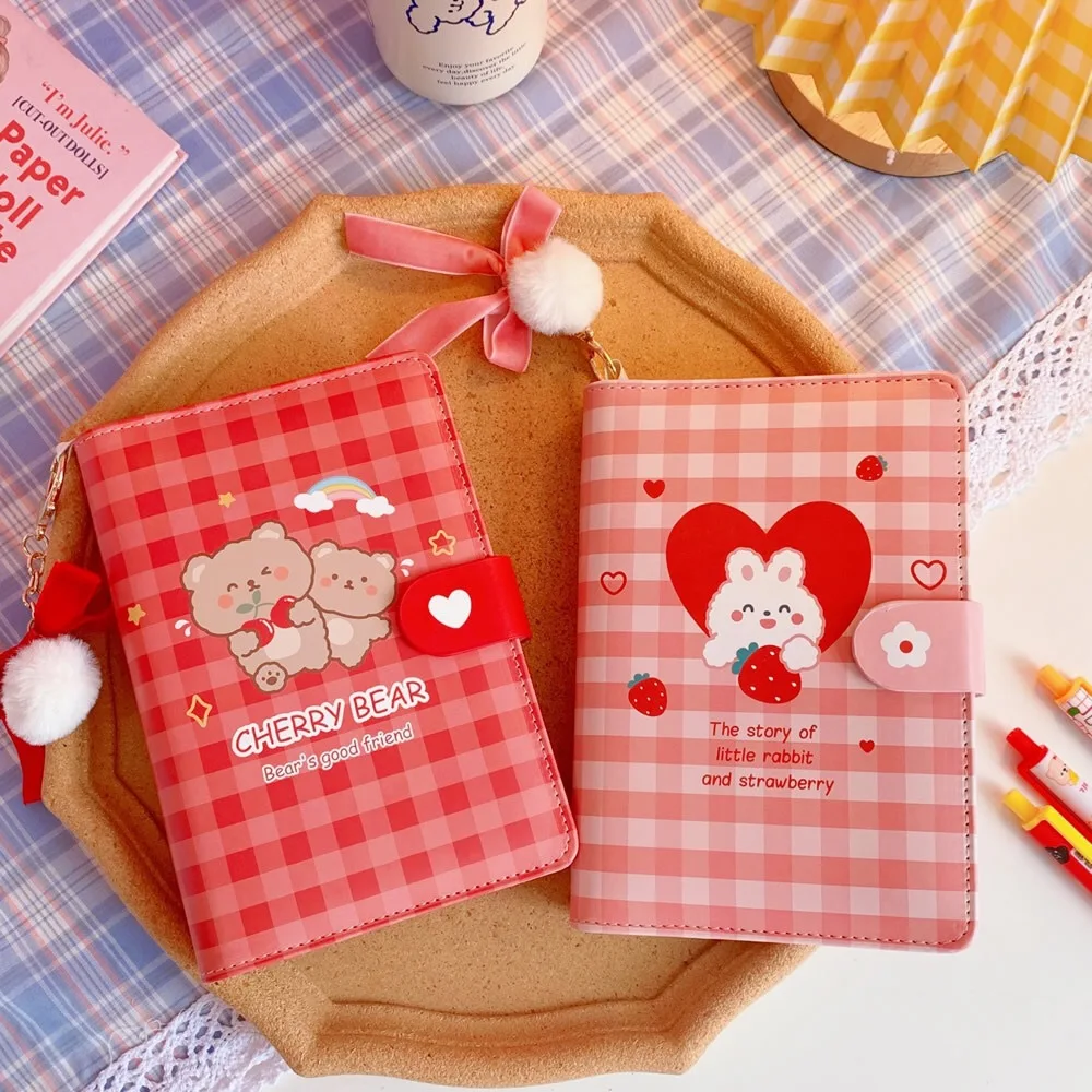

Korean Cute Removable Magnetic button Loose-leaf Notebook Journals Cartoons Hair ball Binder Notepad Spiral Diary Stationery
