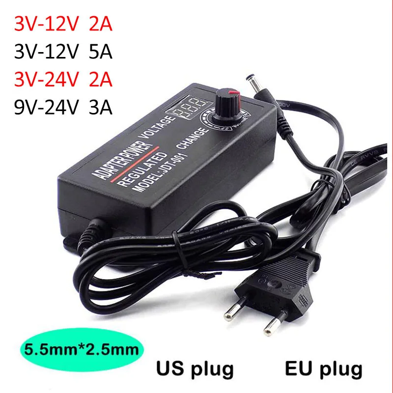Регулируемый адаптер переменного тока 100-220V DC/DC 3 V-12 V V-24 9 2A 3A 5A разъем питания