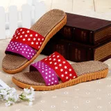 Home Wear-Resistant Leakage Toe Breathable Sweat Absorbing Deodorant Household Couples Women's Men's Linen Slippers Summer Line