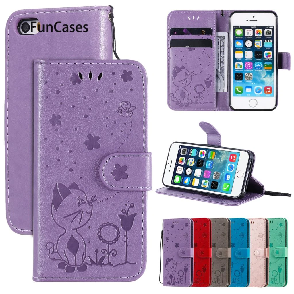 Aihone funda de piel sintética para móvil, carcasa encantadora para 6S Plus, cartera para teléfono, carcasa para Apple 6 5 SE 5S Aksesuar|Fundas antigolpes para teléfono| - AliExpress