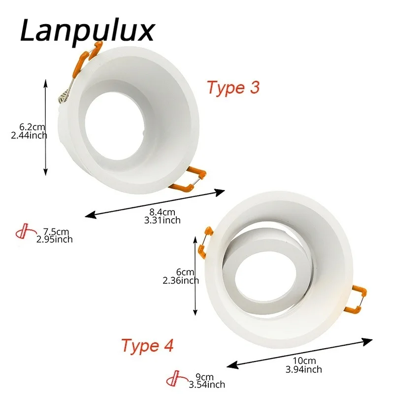 Lanpulux белый утопленный потолочный светильник круглый квадратный MR16 GU5.3 GU10 E27 розетки лампа фитинг рамка высокое качество светильники