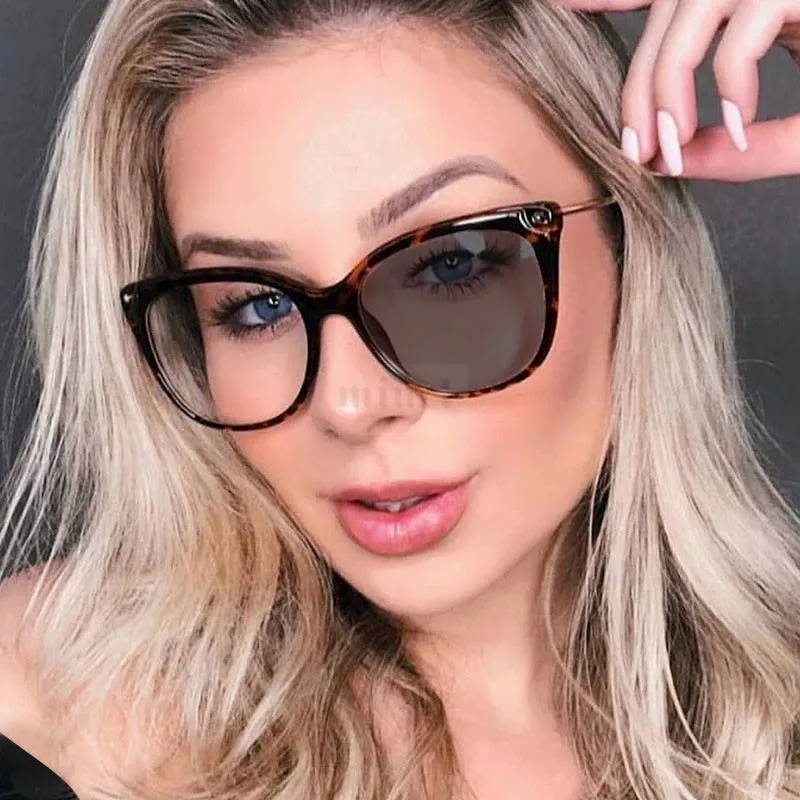 

Myopia Sunglasses Photochromic Finished leopard Women Myopia Eyeglasses Frame with color lens Sun glasses Myopia Eyewear FML