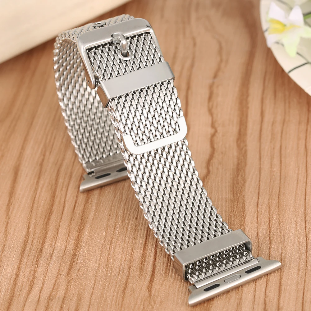 

38/42 MM Black/Silver Watch Strap Stainless Steel Wristwatch Band Adjustable Replacement Fashion Bracelet Men Watch Accessories