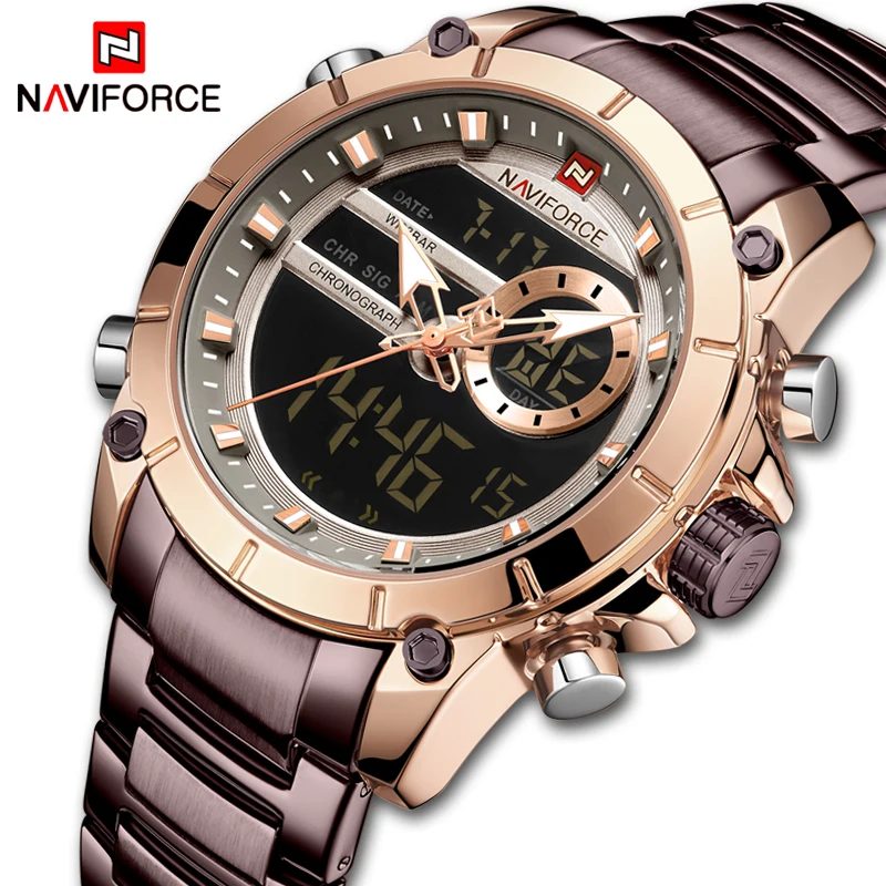 Naviforce Men Watch Top Luxury Brand Men’ Sports Military Watches Full Steel Waterproof Quartz Dig-2