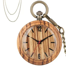 Классические коричневые деревянные кварцевые карманные часы полностью деревянные подвесные часы Ретро бронзовые Висячие цепи ожерелье цепочки для свитера
