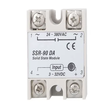 

SSR-90DA 90A Solid State Relay Module SSR DC-AC Input 3-32V DC No Switching Spark Fast Switching Speed No Noise Anti-Vibration