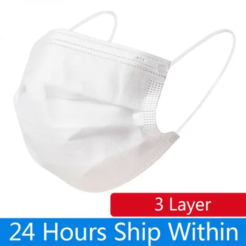 

10pcs/200pcs/ White Masks Disposable 3 Layers Non Woven Elastic Earloop Mouth Face Disposable Masks