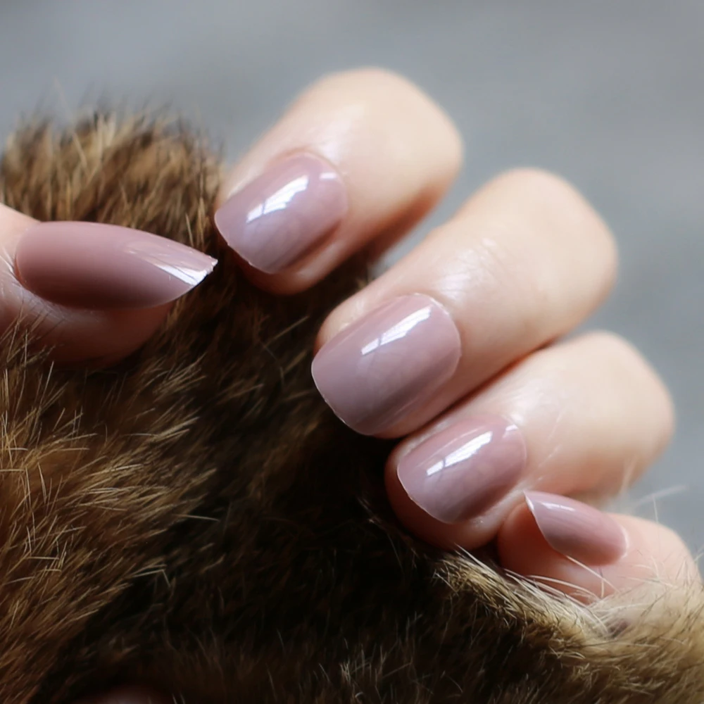

MqpQ 24pcs new product Brow sales false nails long oval head fake nail pink candy color gray Full set