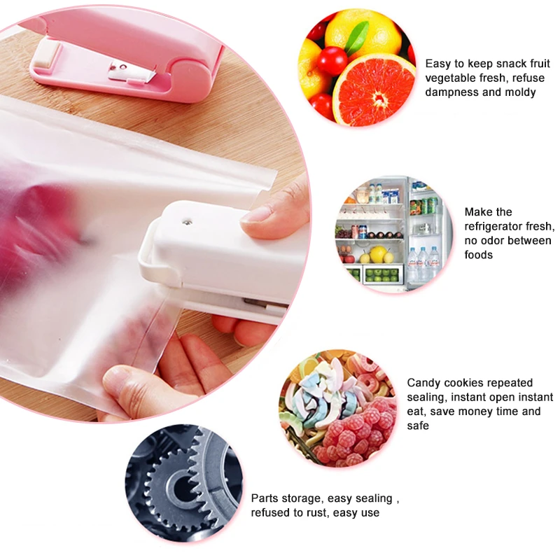 Vacuum Food Sealer Plastic Bag Heat Sealing Snacks Machine Poly Tubing