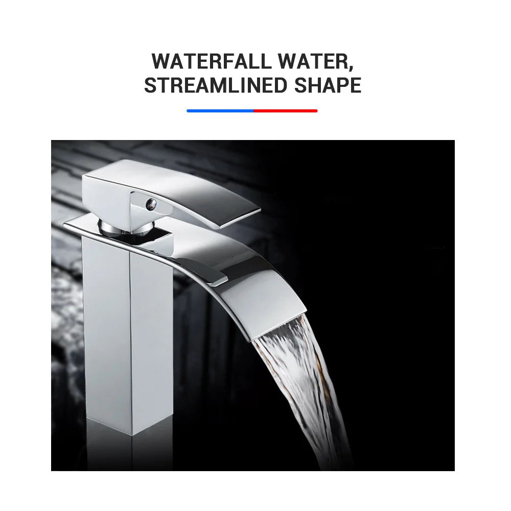 Natural Curved Waterfall Bench Basin Faucet Single Handle Basin Mixer Tap Bath Antique Faucet Hot Cold Water Bathroom Faucets