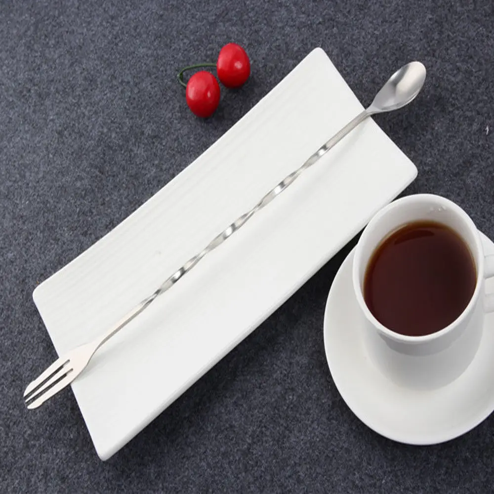 1pc 26/32cm Cocktail Pick Swizzle Sticks Stirrer Bar Spoon Mixing Fork Drink Muddlers Bartender Kitchen Tools