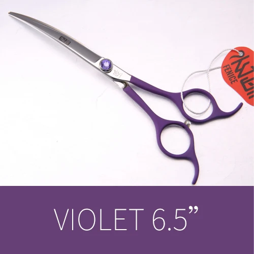 violet Fenice профессиональные 6,5 дюймовые изогнутые ножницы для домашних животных, ножницы для стрижки собак, ножницы для стрижки makas tijeras - Цвет: violet