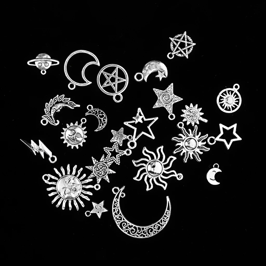 Pack of Moon Star Craft Supplies Collection Charms Pendant for Crafting, Jewelry Findings Making Accessories