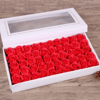 

50pcs/box Valentine's Day Gift Cheap Soap Rose Heads Romantic Wedding Banquet Home Decoration Holding Flowers Gift New