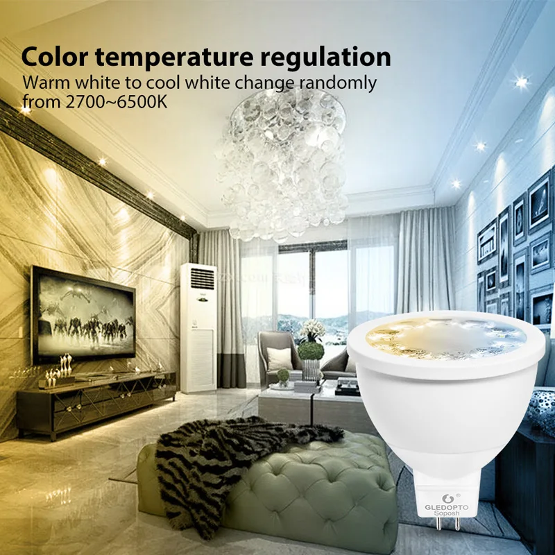 1 шт. DC12V MR16 прожектор RGB+ CCT 2700-6500K для голосового управления ZigBee