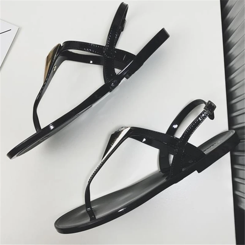 Модные женские сандалии с Т образным ремешком на плоской подошве|rhinestone flat sandals|flat