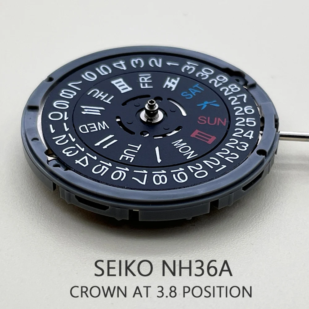 Japan Seiko Mechanical Watch Movement NH36 Black Datewheel 3.8 Oɼlock Crown Top Standard Automatic Day/Date Self-winding Movt | Наручные