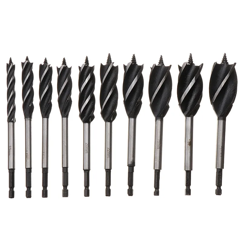 

11pcs 10-32mm HCS Drill Bit High-Carbon Steel 4 Cutters Reamer Wood Fast Cut Auger Drill Bit Carpenter Hole Saw Tool