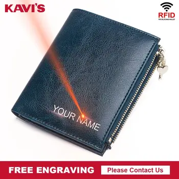

KAVIS Brand Free Engraving Quality Women Wallet Crazy Horse Female Wallets Coin Purse Mini Money Bag Girls Gift for Name