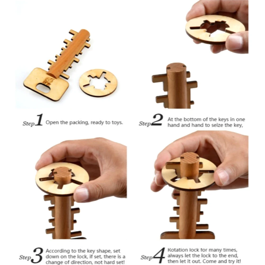Дети смешной Конг Мин замковые игрушки деревянная игрушка разблокировка головоломка ключ интеллектуальная развивающая стресс-релиз дети головоломки#10