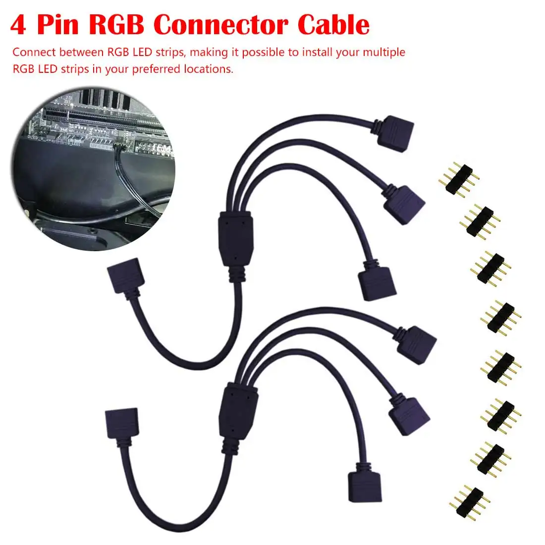 

Cable 1 to 2 3 4 Female to Female 4 Pin RGB Connector Splitter Connector Extension Cable for 3528 5050 RGB LED light strip