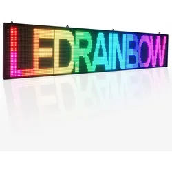 Led sinal de rolagem mensagem display interior cor cheia p10 77 "x14" wifi controle eletrônico para o negócio publicidade placa