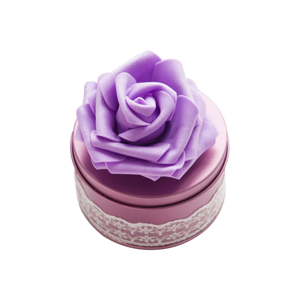 Purple 10 шт./компл. круглый Форма жестяная, для конфет коробки для Одежда для свадьбы, дня рождения, день рождения ребенка, Подарочная коробка с розовым цветком - Цвет: Purple
