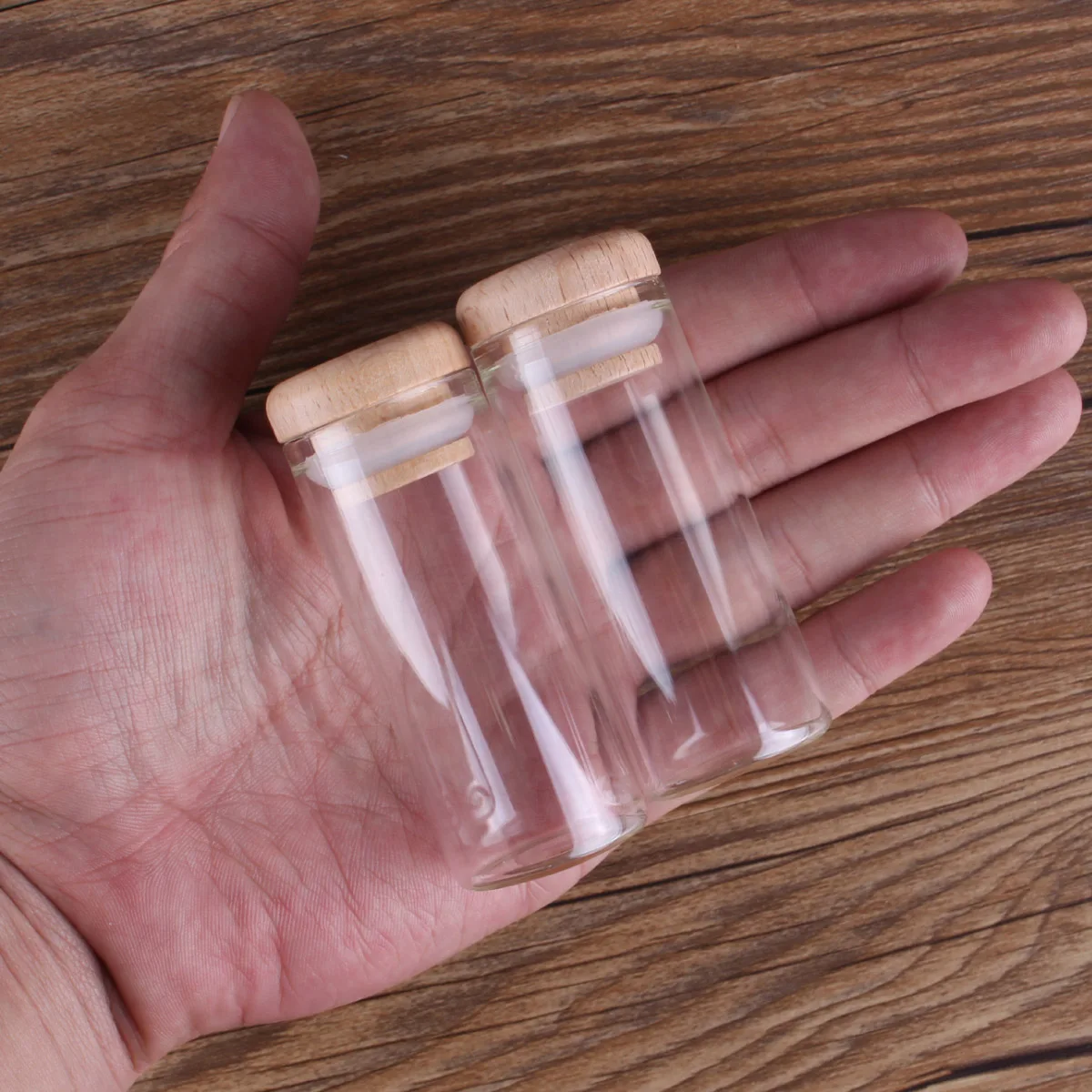 5pcs 30ml 30*70mm Glass Bottles with Wooden Caps Glass Jars Spice Jars Glass Vials Glass vessels For Wedding Favors 4