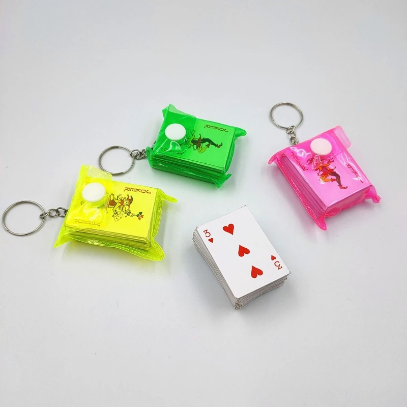 1pc Portable Mini Playing Cards Poker Keychain Small Board Game Key Chain 4&times;3cm,playing cards,plastic playing cards,poker set