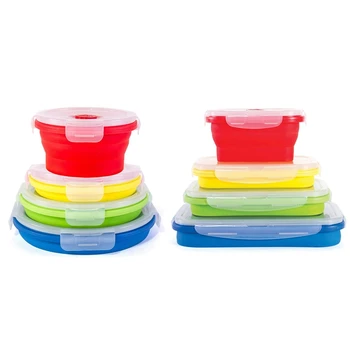 

8Pcs Thin Bins Collapsible Containers Food Storage Containers - Bpa Free, Microwave, Dishwasher and Freezer Safe, No More Clutte