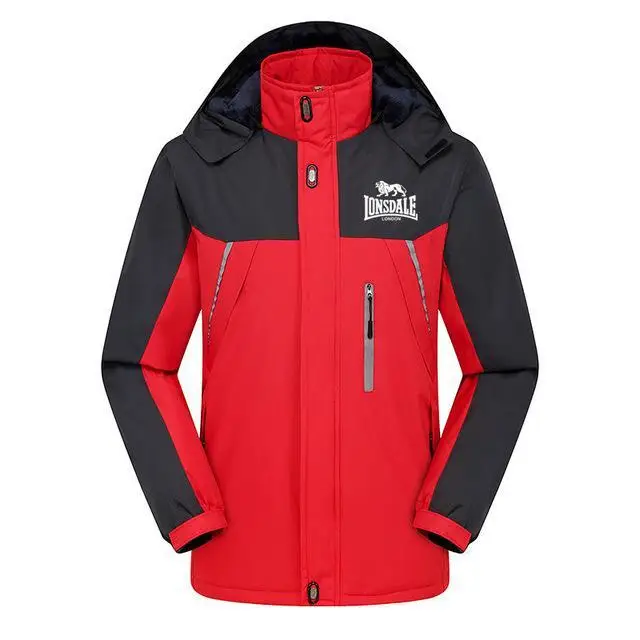 Новые зимние LONSDALE с принтом, мужские флисовые походные куртки, мужские походные куртки для кемпинга, походов, альпинизма, водонепроницаемые ветрозащитные куртки - Цвет: Red-B
