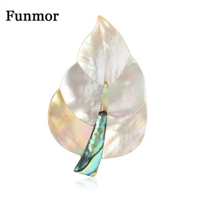 

Funmor Graceful Leaf Brooches Abalone Pin For Women Lady Collar Scarf Dress Decoration Accessories Routine Holiday Ornaments