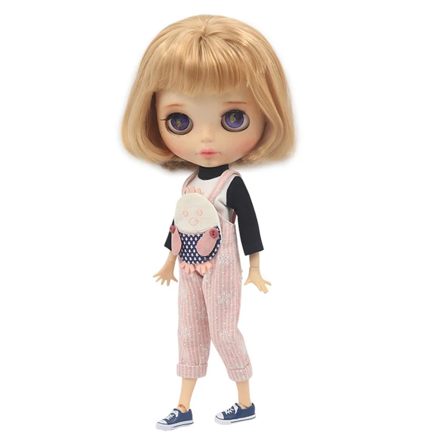 1 комплект модная Милая Одежда для куклы Blyth футболки и нагрудник брюки