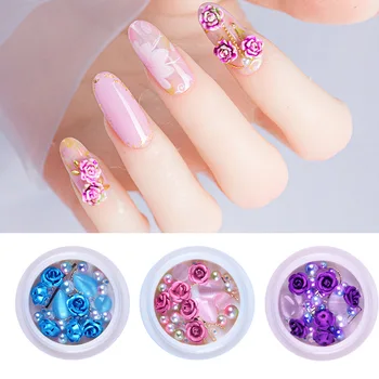 

Manicure Nail Imitation Pearl Mixed Rose Red DIY Design Decals with Nail Curved Tweezer Crystals Nail Art Decorations