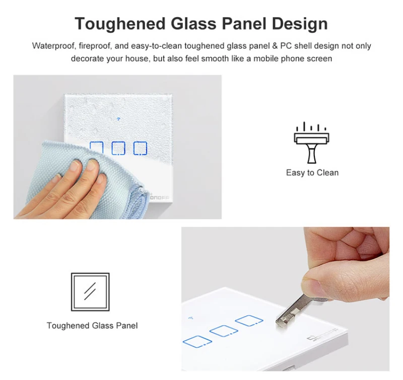 

SONOFF T0 WiFi Smart Switch With 3 Gangs,Works With Amazon Alexa And Google Assistant,Compatible With IFTTT Function