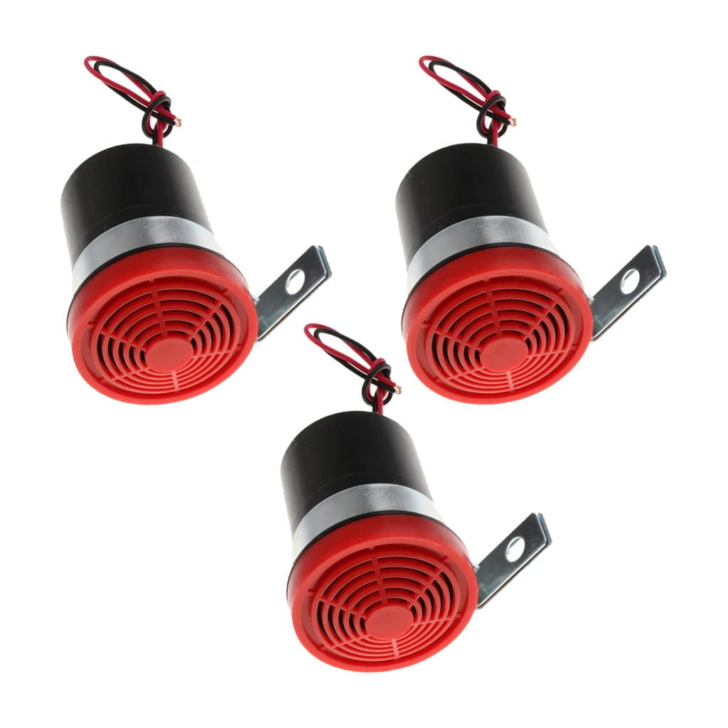3x Universal Auto Car Reversing Alarm Horn Speaker Beeper Buzzer Warning Snail Horn Siren Red
