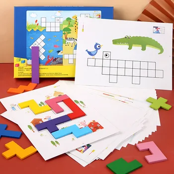 

Children Enlightenment Education Multifunctional Jigsaw Toys Wooden Tetris Building Block Puzzle Training Thinking Logic Gifts