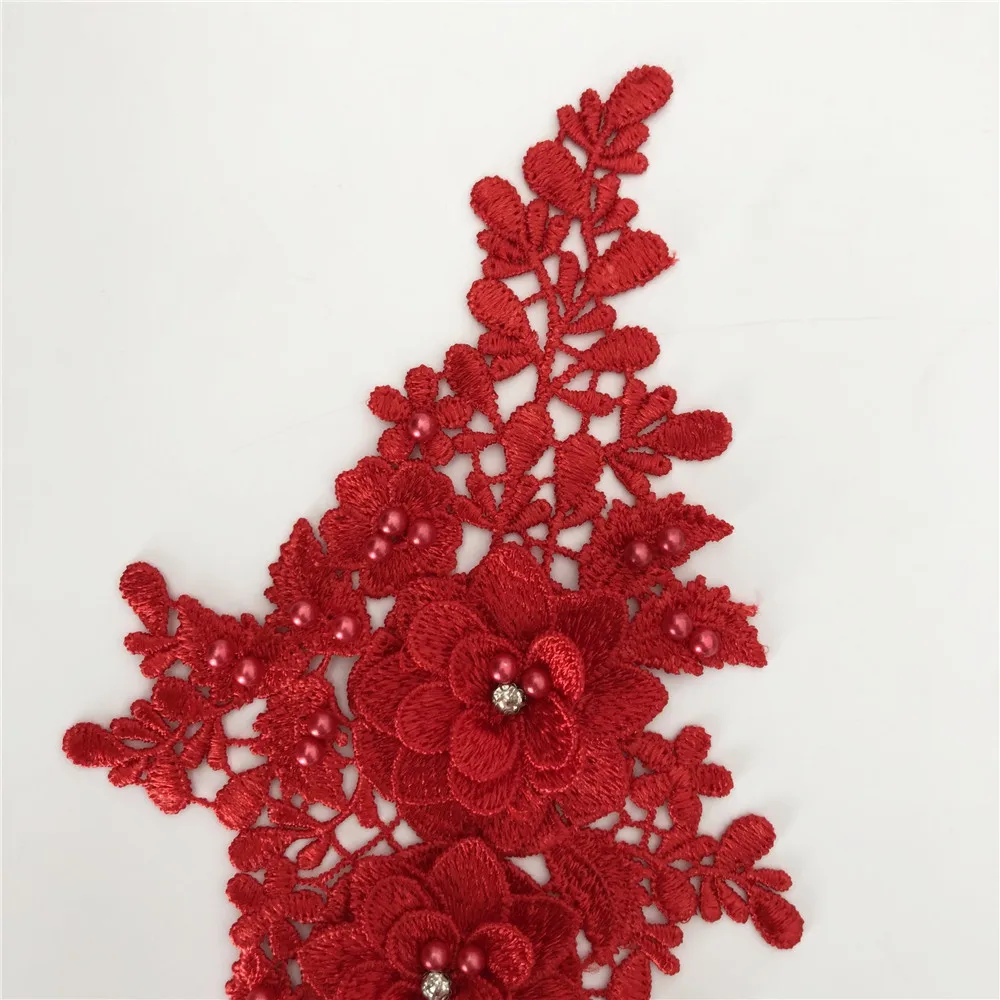 Цветок полиэстер пара полые ABS жемчуг 3D Стразы Кружева платье Великолепная вышивка кружева процесс для шитья