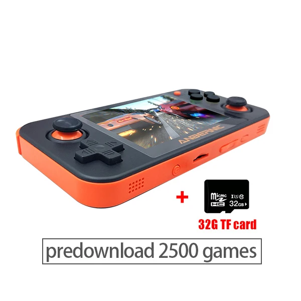 Новейшая RG 350 Ретро портативная игровая консоль, портативная мини игровая консоль, ретро 64 бит opendingux, 3,5 дюймов, ips экран, 2500+ игры - Цвет: orange with-TF
