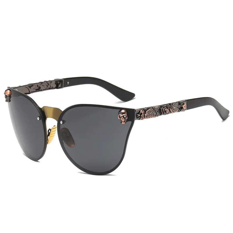C1-Brown-Black Модные женские готические солнцезащитные очки с черепом, металлическая оправа, высокое качество, солнцезащитные очки Oculos De Sol Feminino, роскошные - Цвет линз: C1-Brown-Black