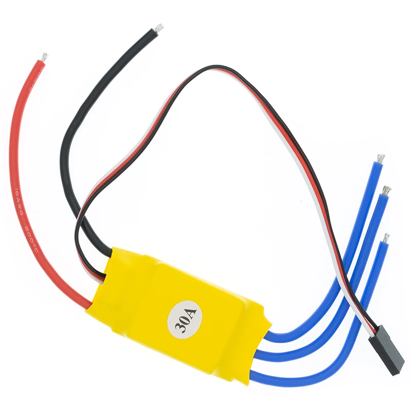 Contrôleur de vitesse ESC XXD HW30A 30A installé sur un bras de drone FPV, avec ruban adhésif double face.