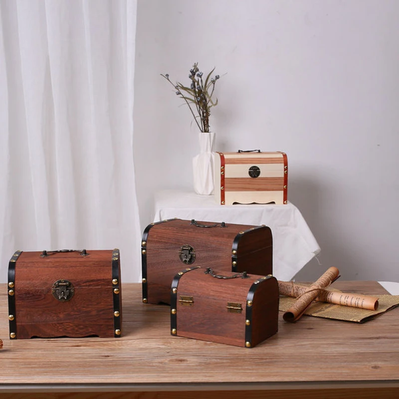 Пиратская Коробка С Сокровищами, детская маленькая банка, винтажная деревянная коробка для монет, креативный реквизит для экономии денег, подарки