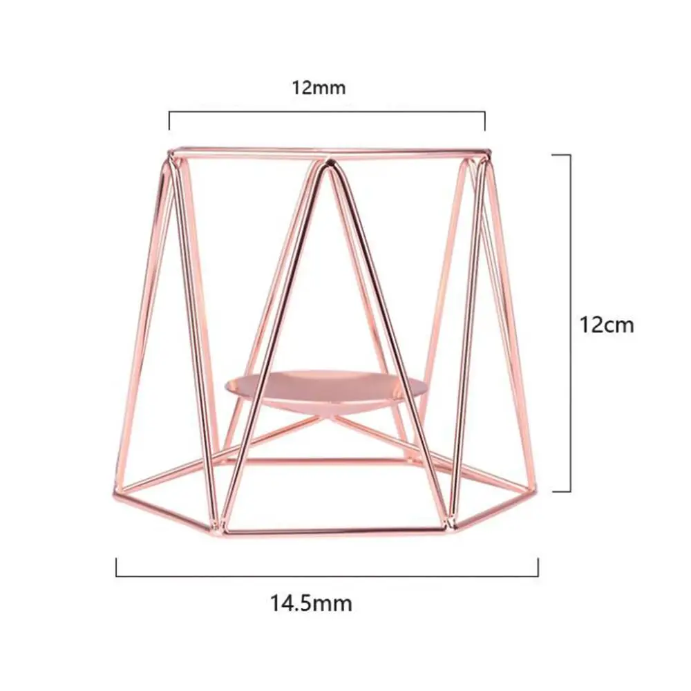 Rose Gold Small Геометрические формы металлический железный чай держатель свечей столб конический Подсвечник свадебные украшения для стола украшение для рождественского стола - Цвет: Rose Gold Small